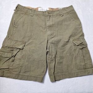 WONDER WALL Broken-In Cargo Shorts Mens Sz 36 Green Heavyweight Baggy 90s Y2K